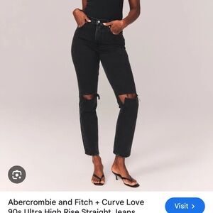 Abercrombie & Fitch Women's Ultra High Rise Ankle Straight Dark Jeans